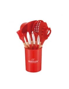 Kitchen Set Bohmann BH 7678-8rouge, 8 pcs. with support, Silicone with Wooden