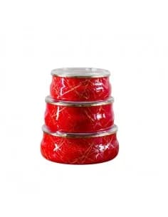 Bols pour alimentaire 3 pcs Goldmann GM-003R, 14/16/18cm, rouge, émail