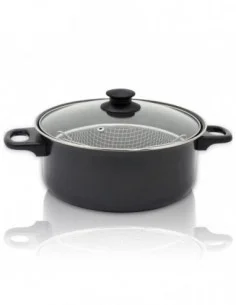 Rosberg R51213A, Carbon steek pot with basket, 24 cm, noir