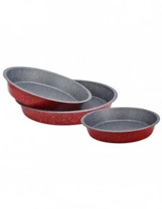 Voltz V51222RR3, Set moule à pâtissérie, 24/28/32 cm, marbré revêtement anti-adhésif, rouge