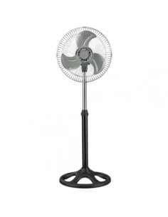 Rosberg R51760D12 Ventilateur sur pied, 45W, Metal Fins, 30cm, noir/argenté