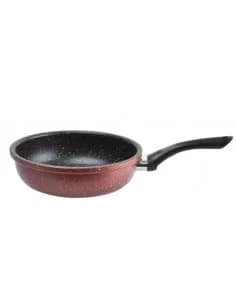 Poêle creuse Rosberg R51319G28D, 28 cm., couvercle marbré, induction, bordeaux