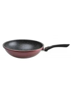 Rosberg Wok Pan R51320G26, 26cm, marbré revêtu, induction, bordeaux Melange