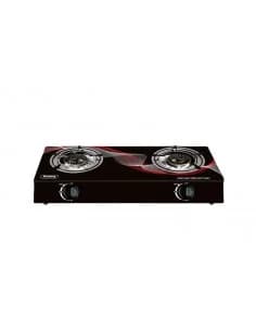 Rosberg Premium RP51454GD double gas hob, 30 mbar, noir temperouge glass, cast
