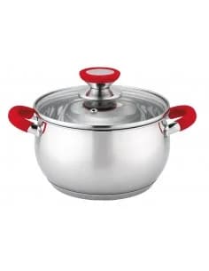 Casserole Voltz OV51210N24, 24cm/6l, poignées rouges, inox