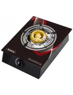 Rosberg R51454GA, Single gas stove, 30 mbar, noir temperouge glass, Cast iron