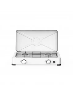 Rosberg R51454E2L, double Burner Gas stove avec couvercle, automatique ignition, blanc