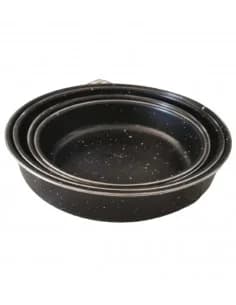 Rosberg R51222MR-24/26/30/32 cm., Tray set, noir/carbon acier with marbré