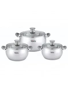 Oliver Voltz OV51210N6B, Batterie de cuisine 6 pcs, inox, poignées grises