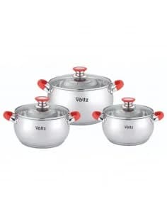 Oliver Voltz OV51210N6B, Batterie de cuisine 6 pcs, inox, poignées rouges