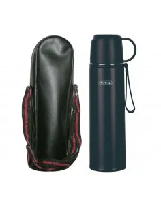 Rosberg R52010FB, Bouteille isotherme en inox avec housse, 0.5l., noir