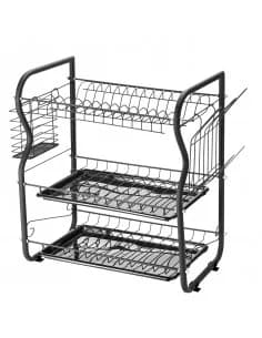 Rosberg R53000O, Égouttoir à vaisselle, 3 levels, 43x24x45 cm, noir