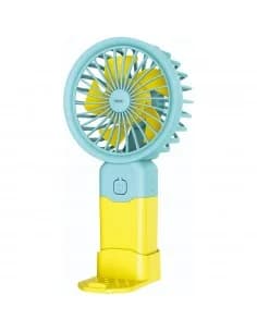 Rosberg R51760T, Ventilateur USB portable, 2W, 8 cm, 3 vitesses, bleu et jaune