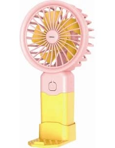 Rosberg R51760T, Ventilateur USB portable, 2W, 8 cm, 3 vitesses, jaune et rose