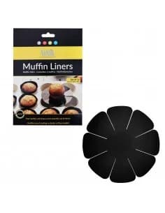 NoStik 1DDD690 Caissettes à muffins anti-adhésives, 12 pcs, réutilisable, anti-adhésif, noir