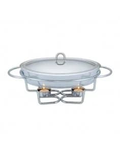 Food warmer HausRoland GS-07A301A, 3 l., acier couvercle, oval, Glass, 2 candles