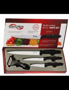 Jeu de couteaux Switzňer SW-7777-B 3 pcs+éplucheur, blancs lames avec céramique