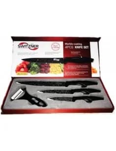 Jeu de couteaux Switzňer SW-7777-BLK 3 pcs+éplucheur, noirs lames avec céramique