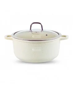 Goldmann GM-0324B Casserole, 4.5 L, 24 cm, revêtement marbré, couvercle en verre