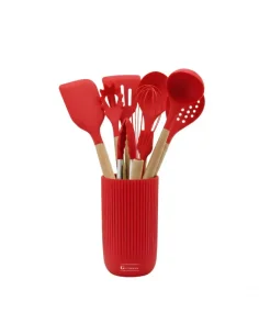 De cuisine kit Goldman GM 7678-10R, 10 pcs avec support, silicone avec bois. poignées