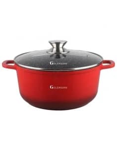 Goldmann GM-7320R Casserole, 2.3 L, 20 cm, revêtement marbré, couvercle en verre